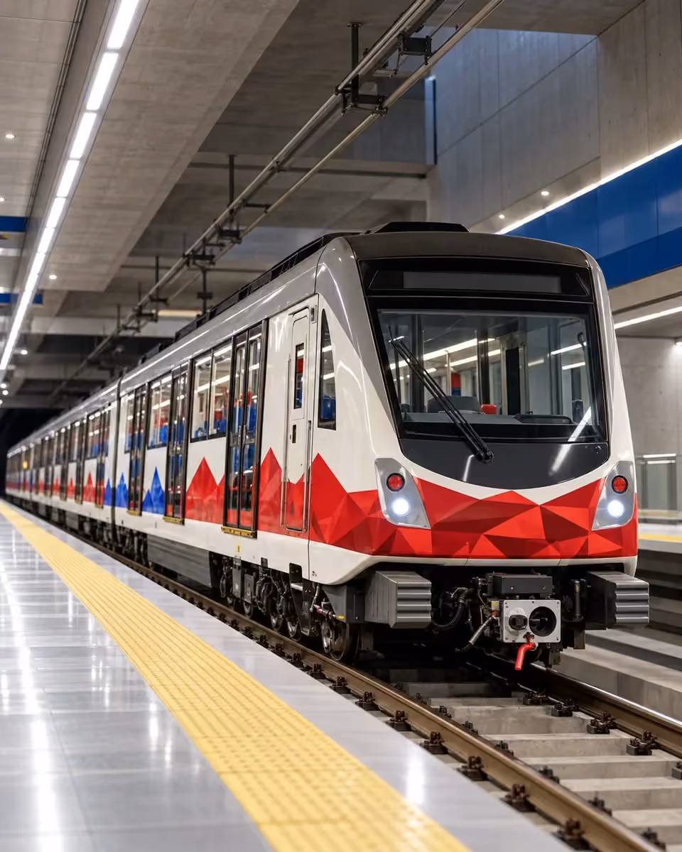 Imagen conceptual del metro inspirada en el diseño y los colores del tren de Quito